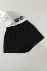 Black Linen Drawstring Shorts from MsDressly