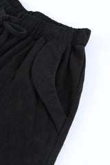 Black Linen Drawstring Shorts from MsDressly