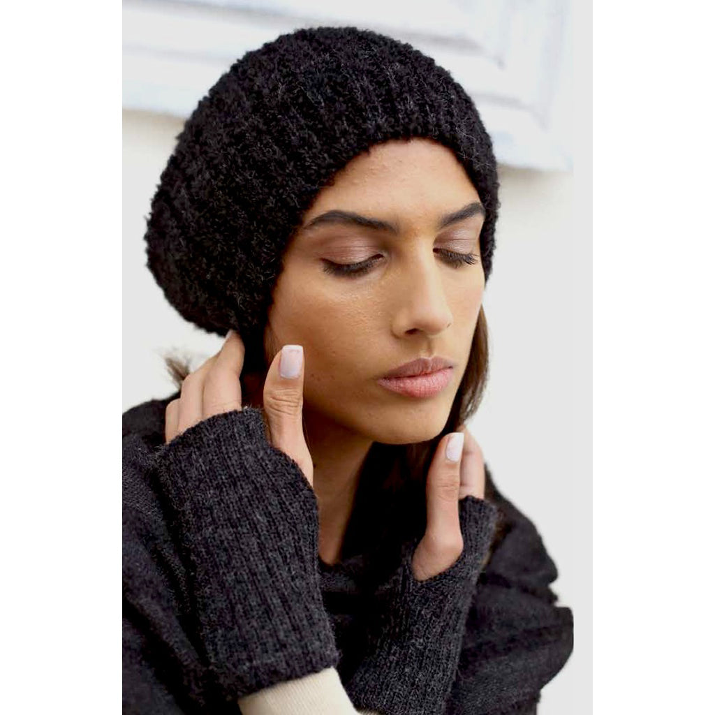Black Loop Knit Alpaca Beanie from SLATE + SALT