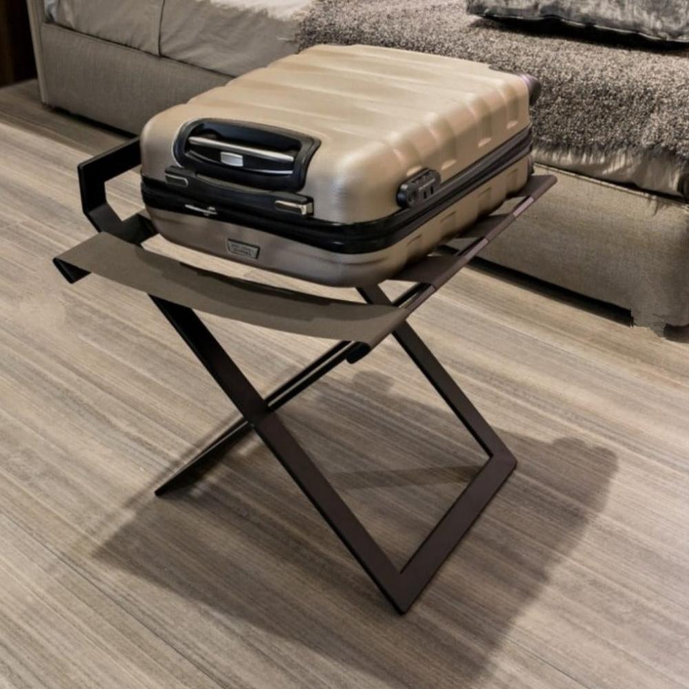 Foldable Luxury Luggage Rack with Genunie Leather Straps For Guest Room from VITAHOME DESIGN LLC