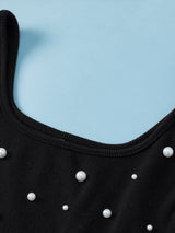 Black Pearl Embellished Tank Top From MsDressly