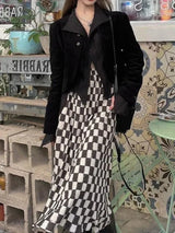 Black Pleated Gothic Harajuku Blouse – Button-Up Long Sleeve From Kawaii Stop
