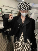 Black Pleated Gothic Harajuku Blouse – Button-Up Long Sleeve From Kawaii Stop