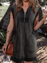 Black Acid Wash Sweatshirt Dress from MsDressly