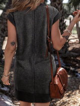 Black Acid Wash Sweatshirt Dress from MsDressly