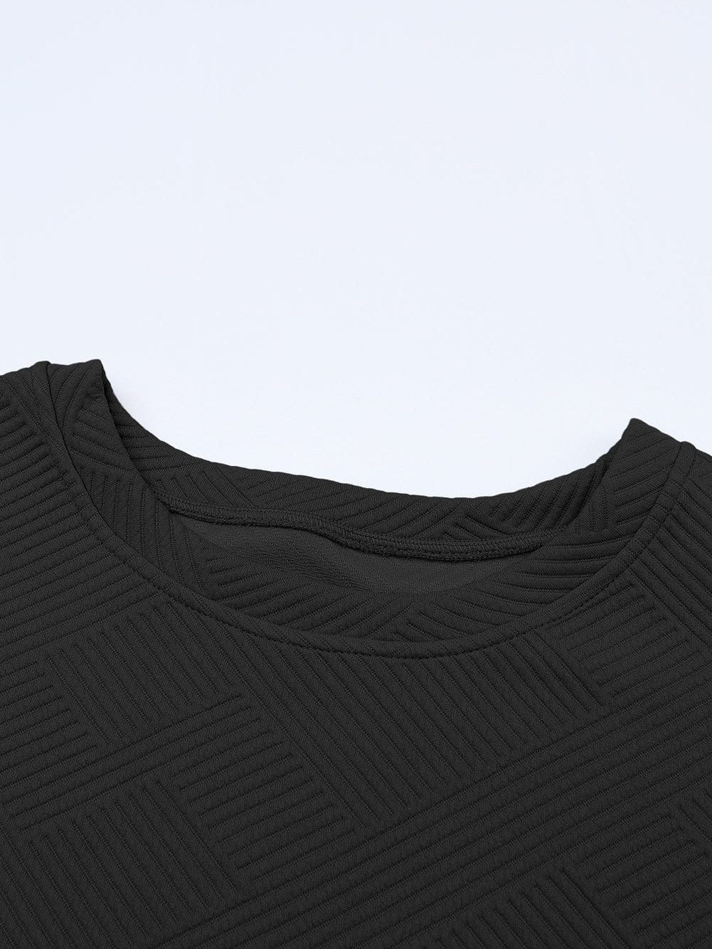 Black Ribbed Casual Lounge Set with Loose Fit Top and Drawstring Pants from MsDressly