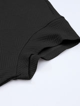 Black Ribbed Casual Lounge Set with Loose Fit Top and Drawstring Pants from MsDressly