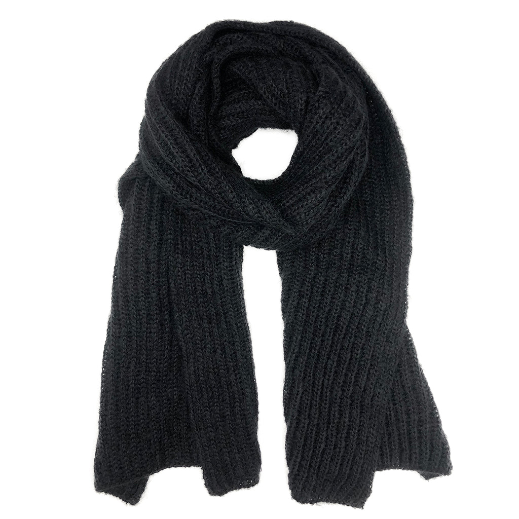 Chunky Black Knit Alpaca Scarf from SLATE + SALT