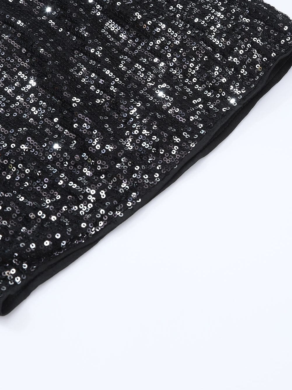 Black Sequin High-Waisted Casual Shorts with Straight Leg from MsDressly