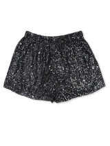 Black Sequin High-Waisted Casual Shorts with Straight Leg from MsDressly