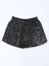 Black Sequin High-Waisted Casual Shorts with Straight Leg from MsDressly