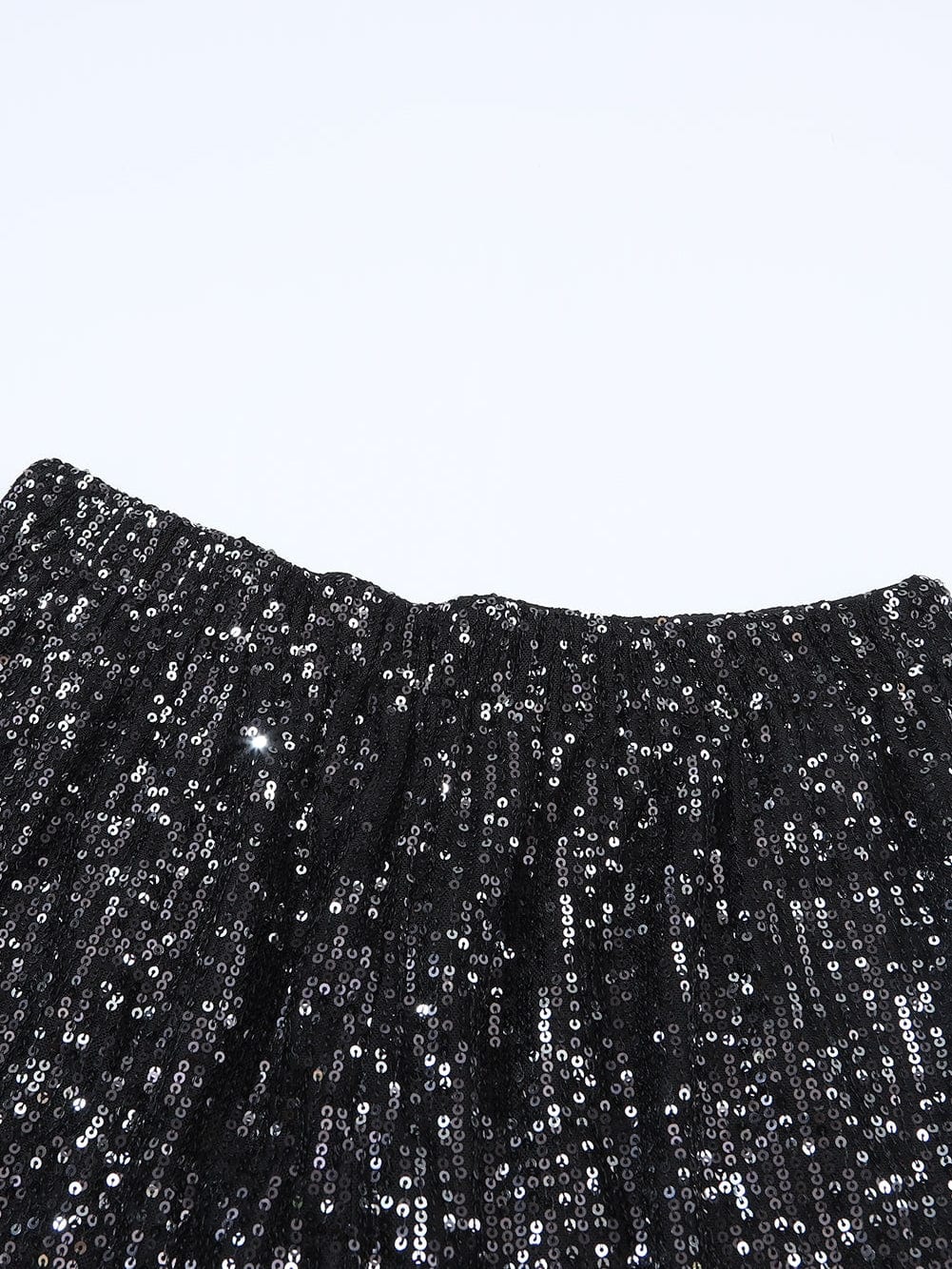 Black Sequin High-Waisted Casual Shorts with Straight Leg from MsDressly