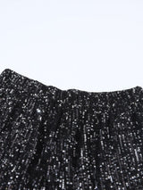 Black Sequin High-Waisted Casual Shorts with Straight Leg from MsDressly