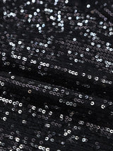 Black Sequin High-Waisted Casual Shorts with Straight Leg from MsDressly