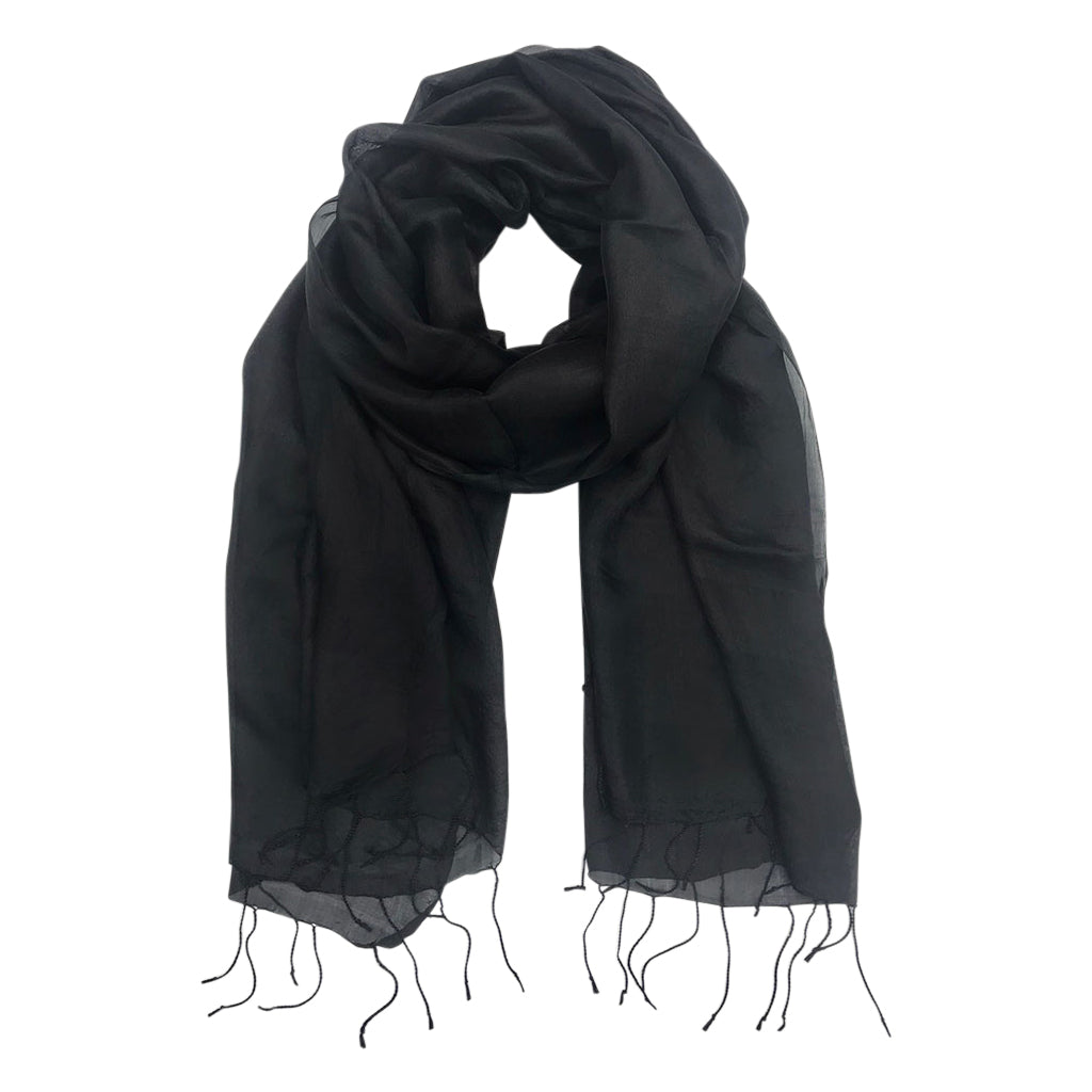 Black Khmer Silk Scarf from SLATE + SALT
