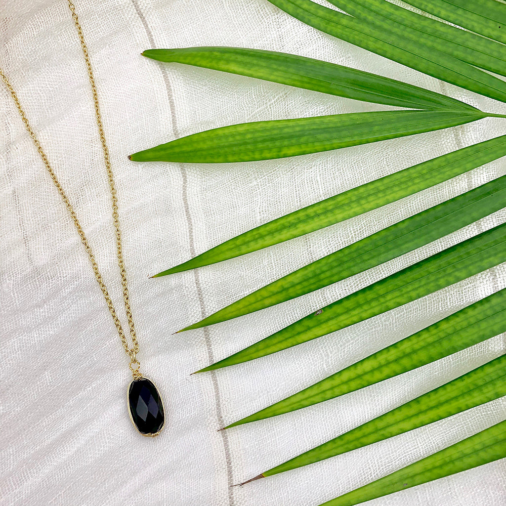 Black Quartz Pendant Necklace from SLATE + SALT