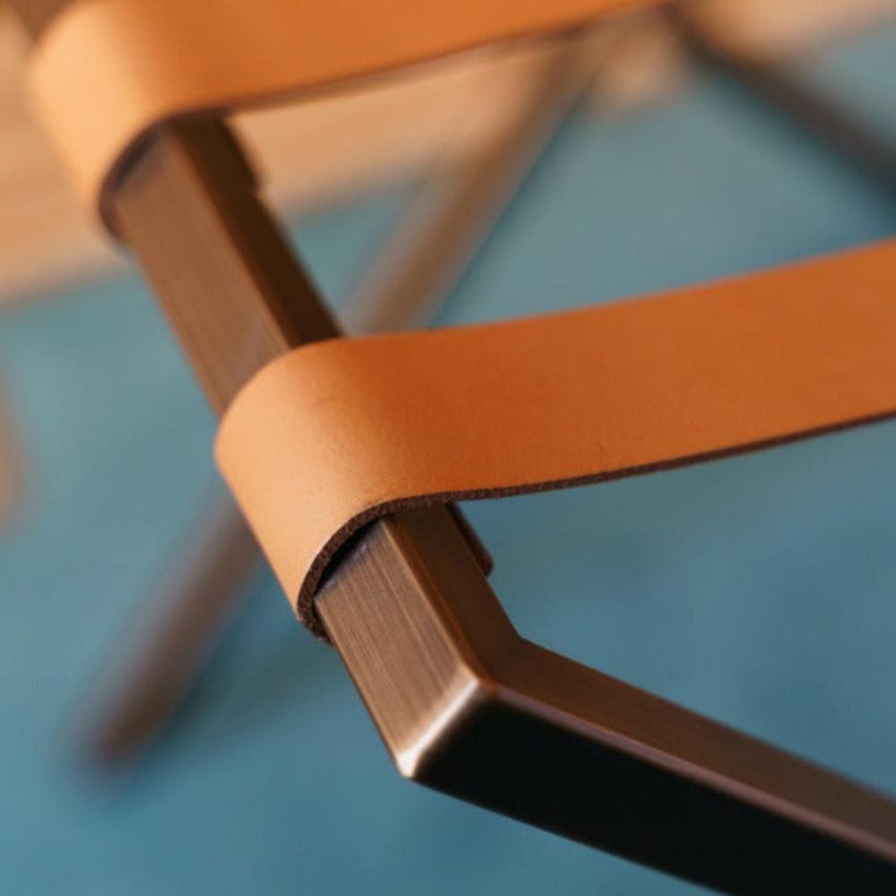 Carson-Foldable Metal Luggage Rack with Genuie Leather from VITAHOME DESIGN LLC