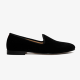 Men's Black Velvet Slipper II With Black Grosgrain Stripe from Del Toro Shoes