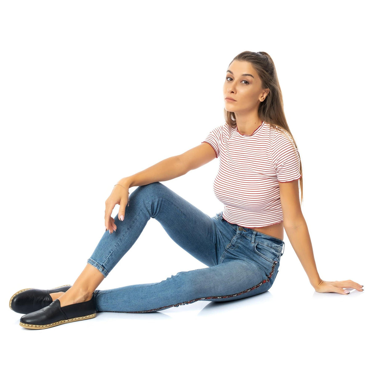 Women's Wrinkled Black Slip On Shoes from Atlantis Handmade Shoes