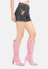 Black Casual Printed Denim Shorts from London Rag International from London Rag International