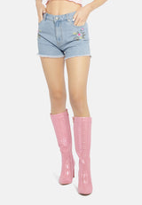 Black Casual Printed Denim Shorts from London Rag International from London Rag International