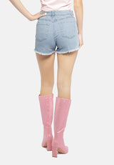 Black Casual Printed Denim Shorts from London Rag International from London Rag International