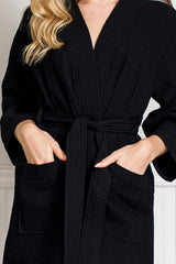 Knee-Length Waffle Kimono Robe for Women From Lotus Linen