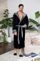 Hooded Plush Bathrobe for Men From Lotus Linen