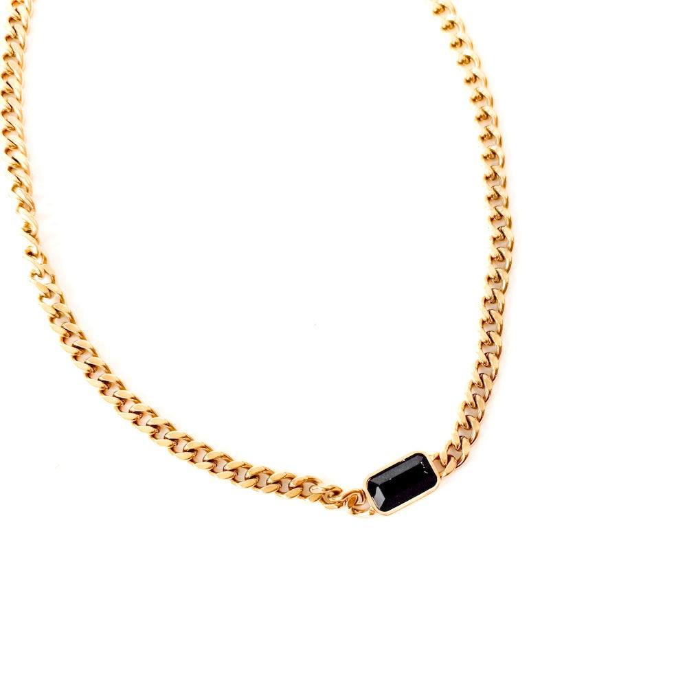 Black Stone Chain Necklace - WATERPROOF from Pretty Simple