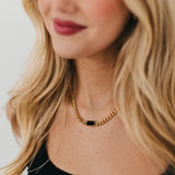 Black Stone Chain Necklace - WATERPROOF from Pretty Simple
