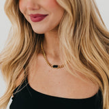 Black Stone Chain Necklace - WATERPROOF from Pretty Simple
