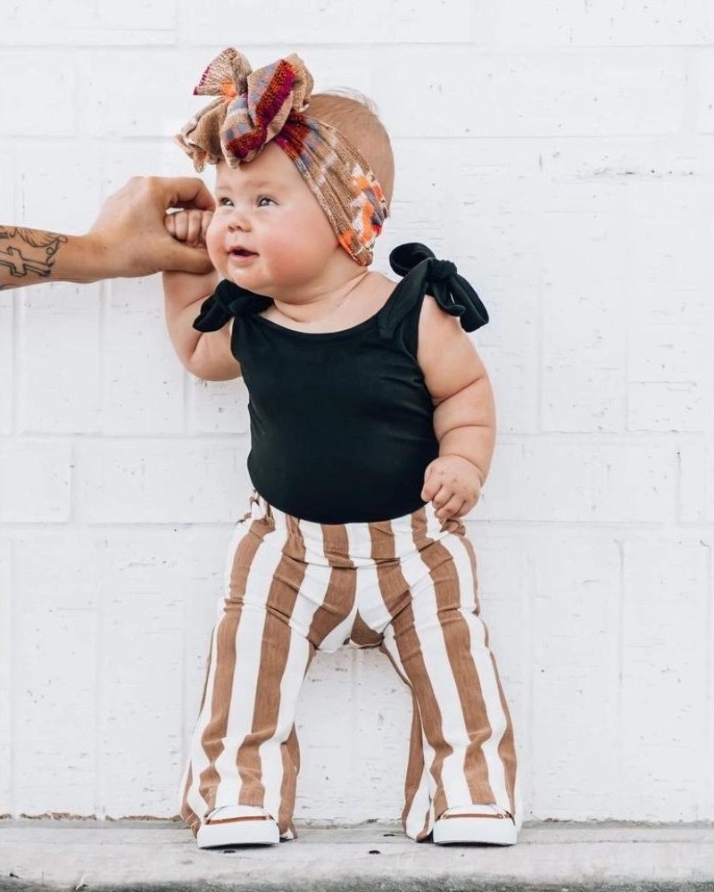 Blakely Boho Bell Bottoms - Tan Stripes from Bailey's Blossoms