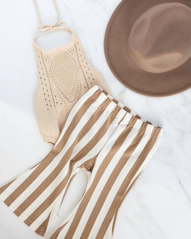 Blakely Boho Bell Bottoms - Tan Stripes from Bailey's Blossoms