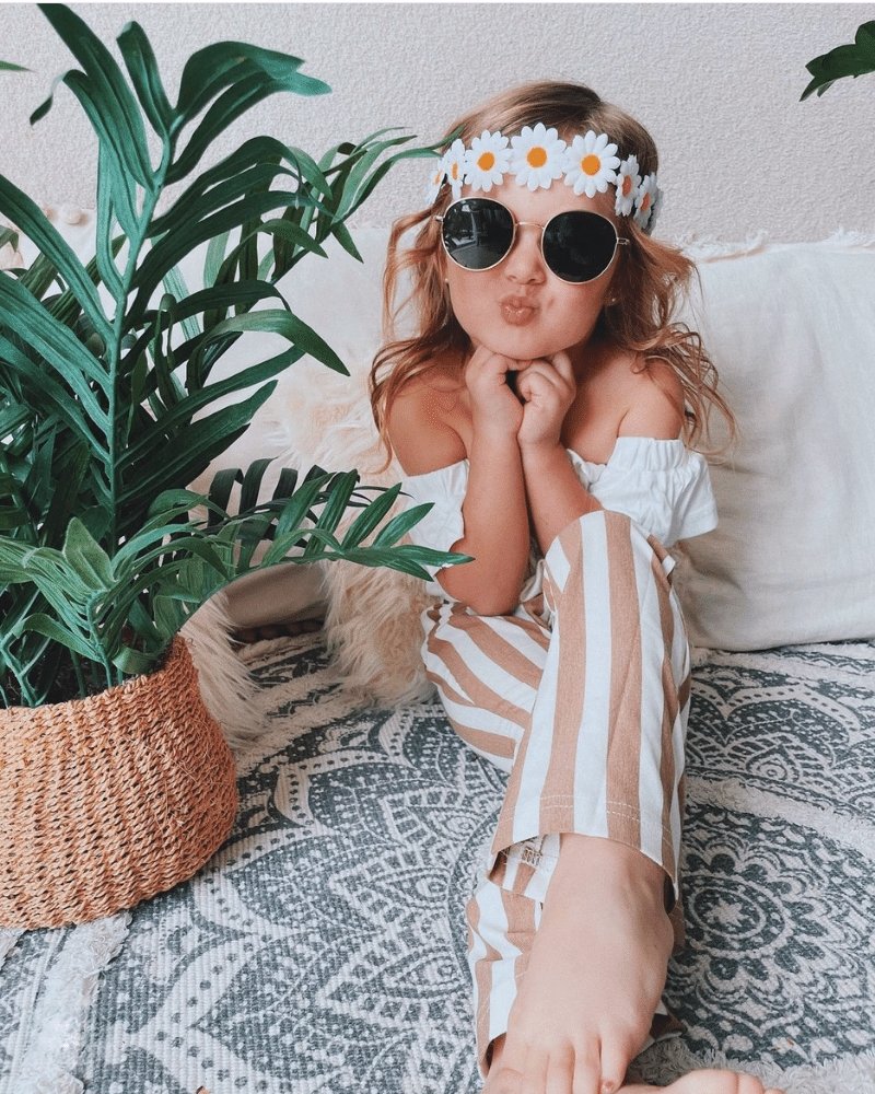 Blakely Boho Bell Bottoms - Tan Stripes from Bailey's Blossoms