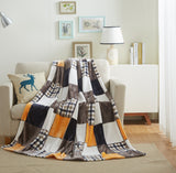 Tache Fall Orange Farmhouse Super Soft Micro Fleece Plaid Patchwork Plush Lightweight Bed Throw Blanket (4021) from Tache Home Fashion