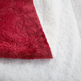 Tache Solid Embossed Merlot Red Reversible Sherpa Throw Blanket (62087) from Tache Home Fashion