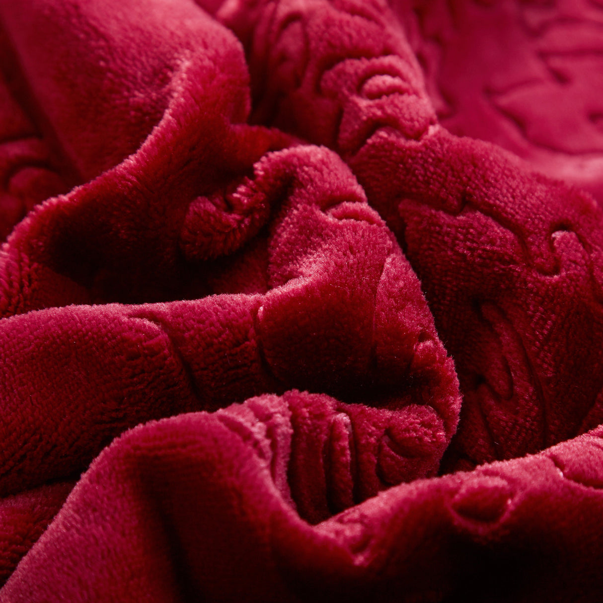 Tache Solid Embossed Merlot Red Reversible Sherpa Throw Blanket (62087) from Tache Home Fashion