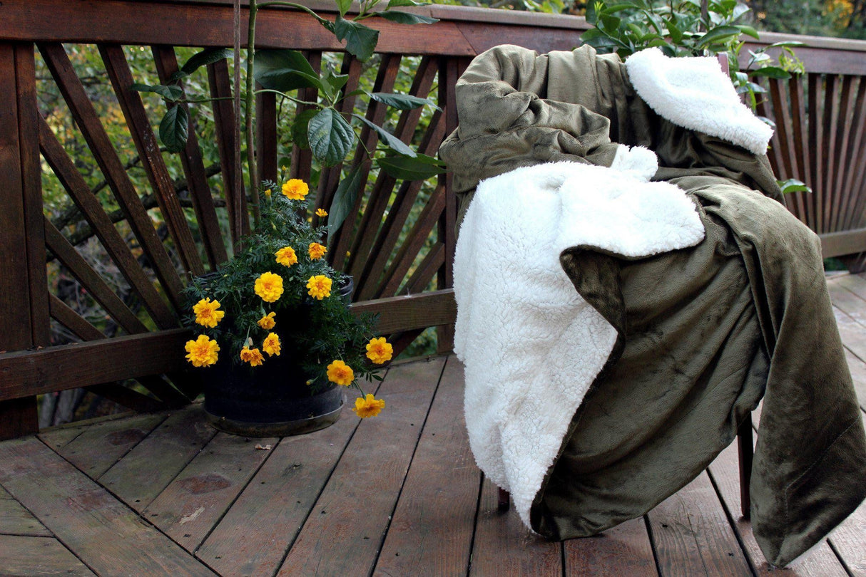 Tache Super Soft Evergreen Micro Fleece Green Sherpa Throw Blanket from Tache Home Fashion