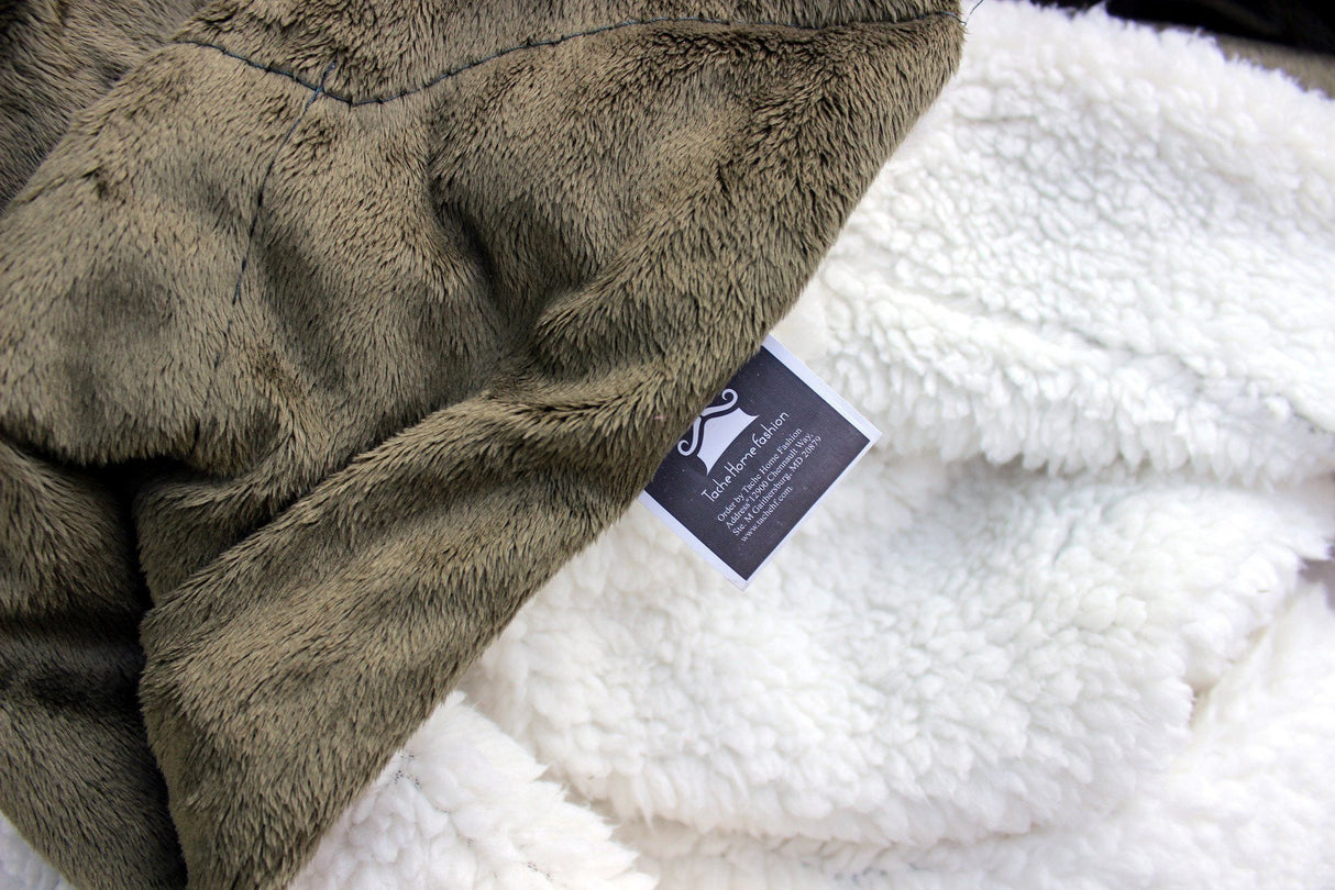 Tache Super Soft Evergreen Micro Fleece Green Sherpa Throw Blanket from Tache Home Fashion