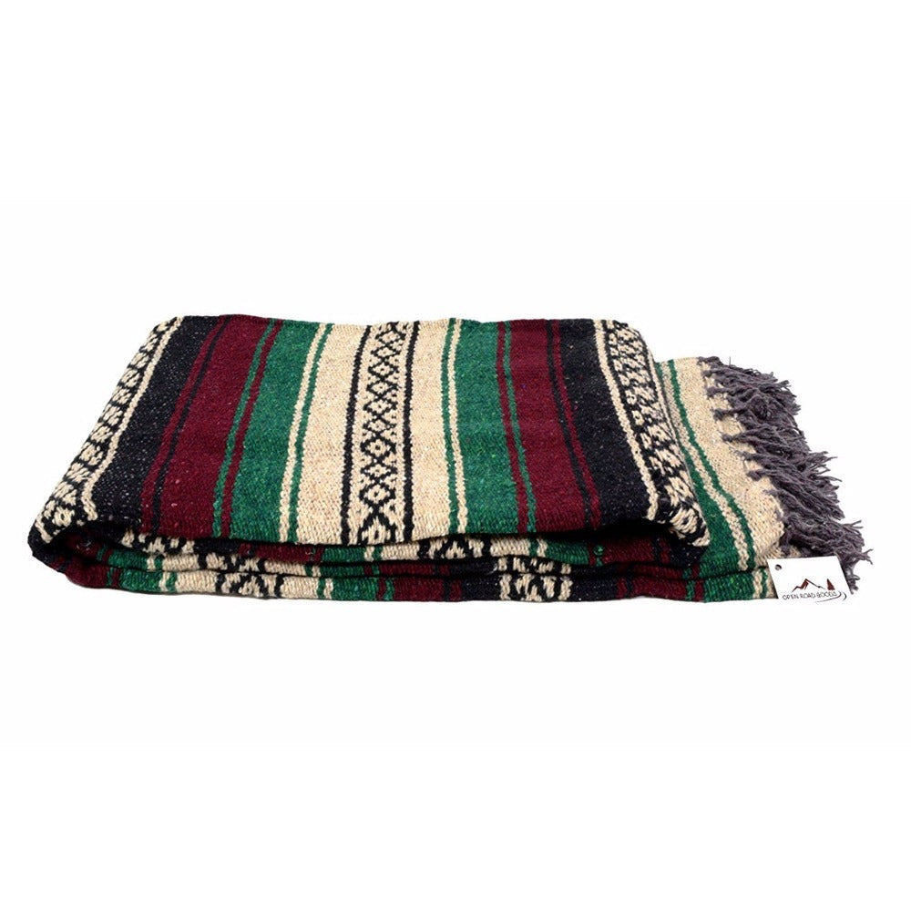 Maroon & Green Mexican Super Falsa Blanket From West Path
