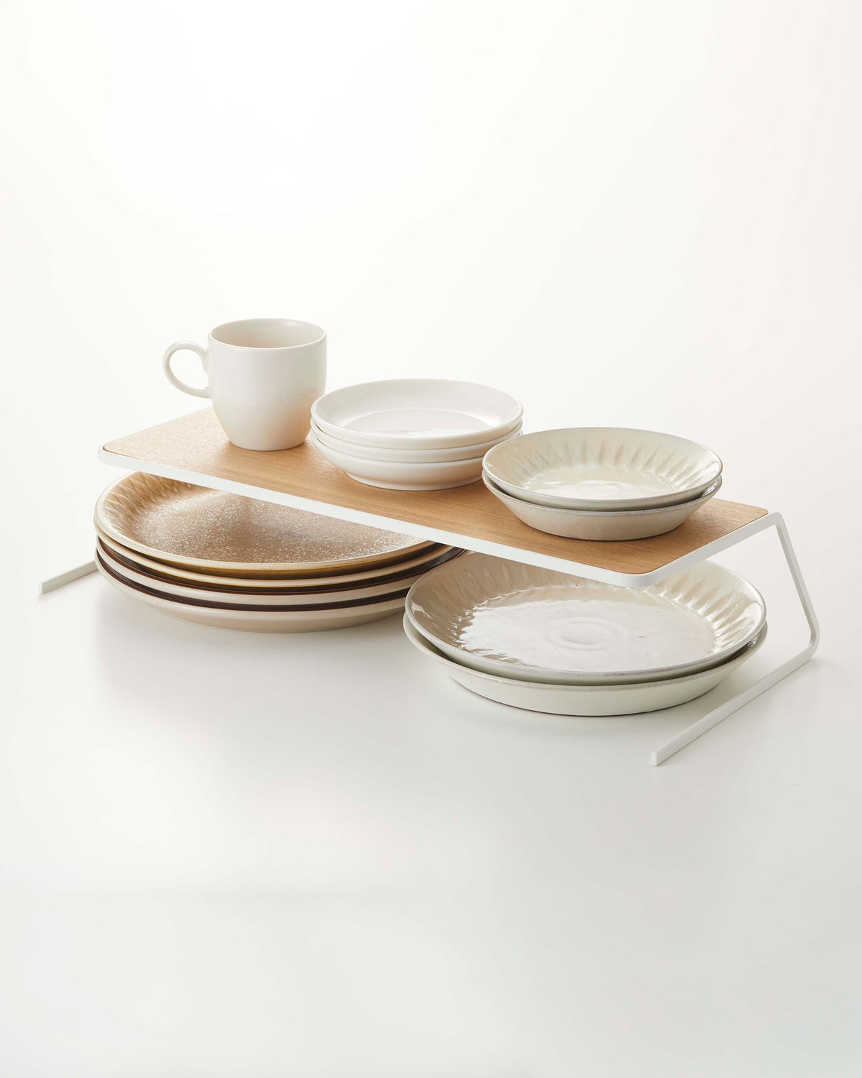 Dish Riser - 2 Sizes - Steel + Wood from Yamazaki Home