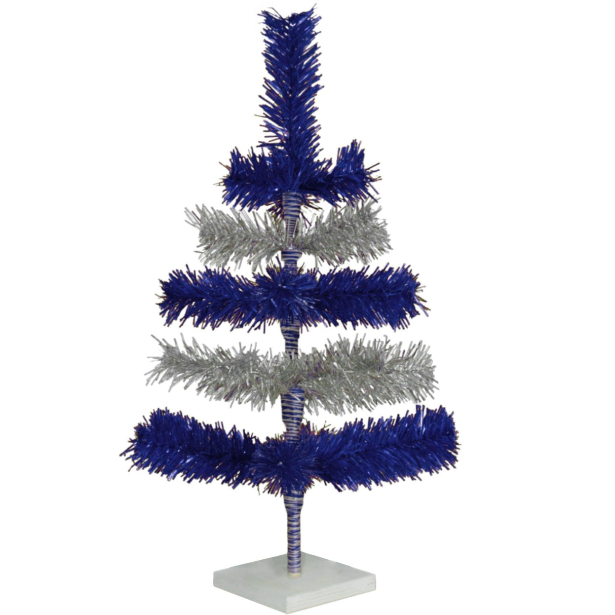 Blue & Silver Layered Tinsel Christmas Tree from Lee Display