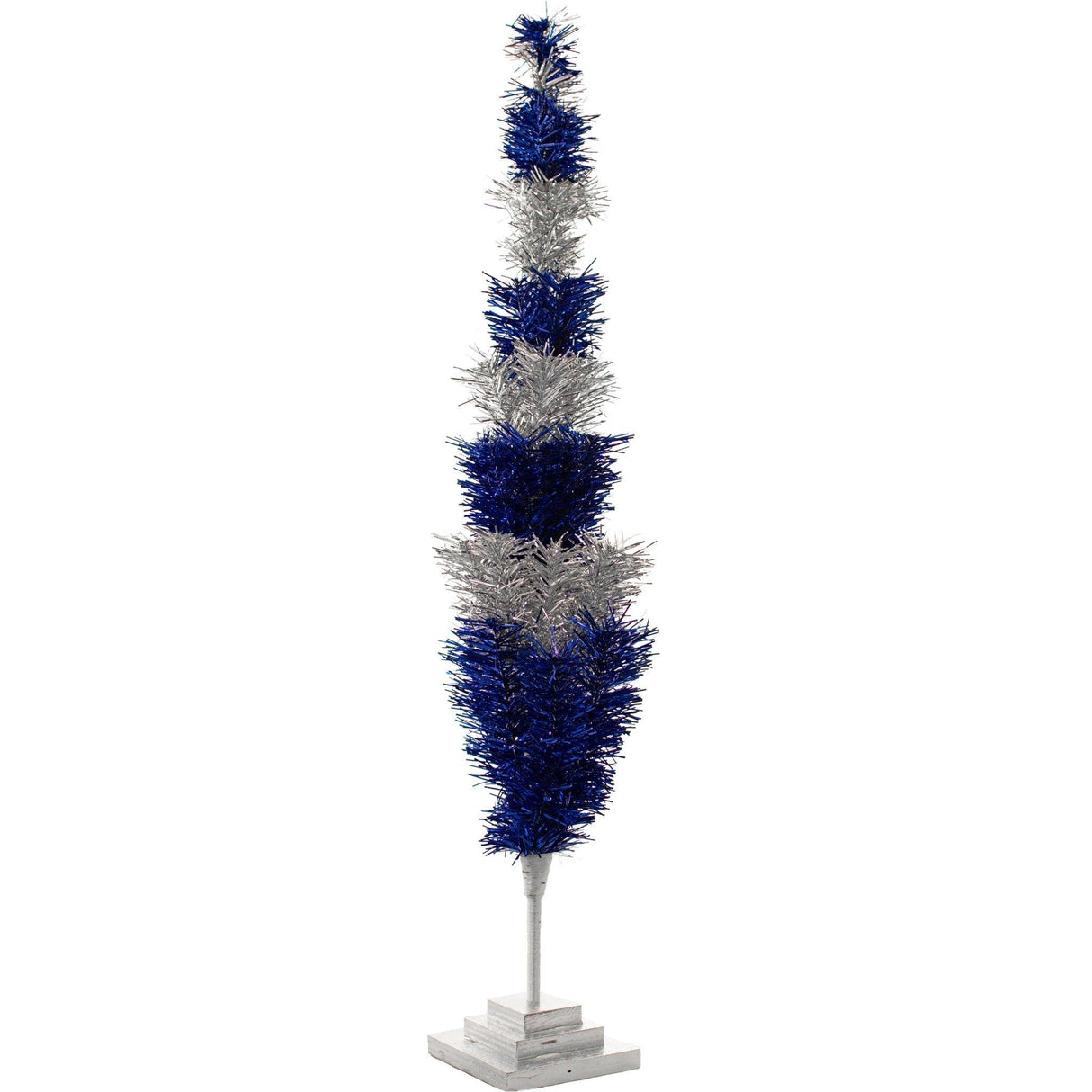 Blue & Silver Layered Tinsel Christmas Tree from Lee Display
