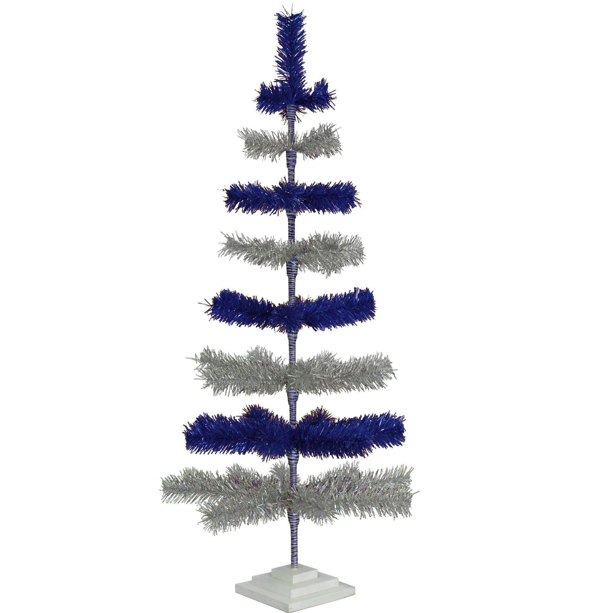 Blue & Silver Layered Tinsel Christmas Tree from Lee Display