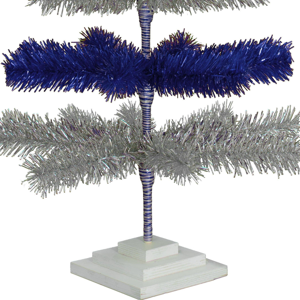 Blue & Silver Layered Tinsel Christmas Tree from Lee Display