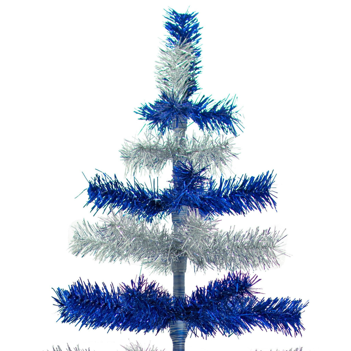 Blue & Silver Layered Tinsel Christmas Tree from Lee Display
