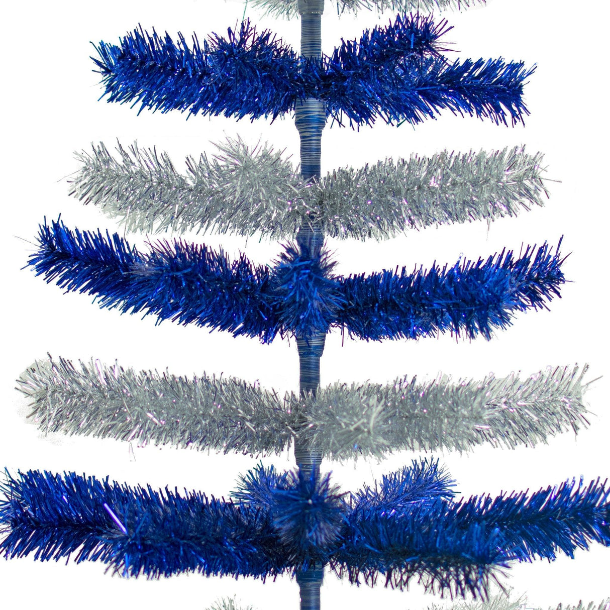 Blue & Silver Layered Tinsel Christmas Tree from Lee Display