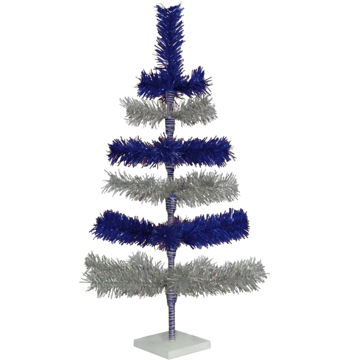 Blue & Silver Layered Tinsel Christmas Tree from Lee Display