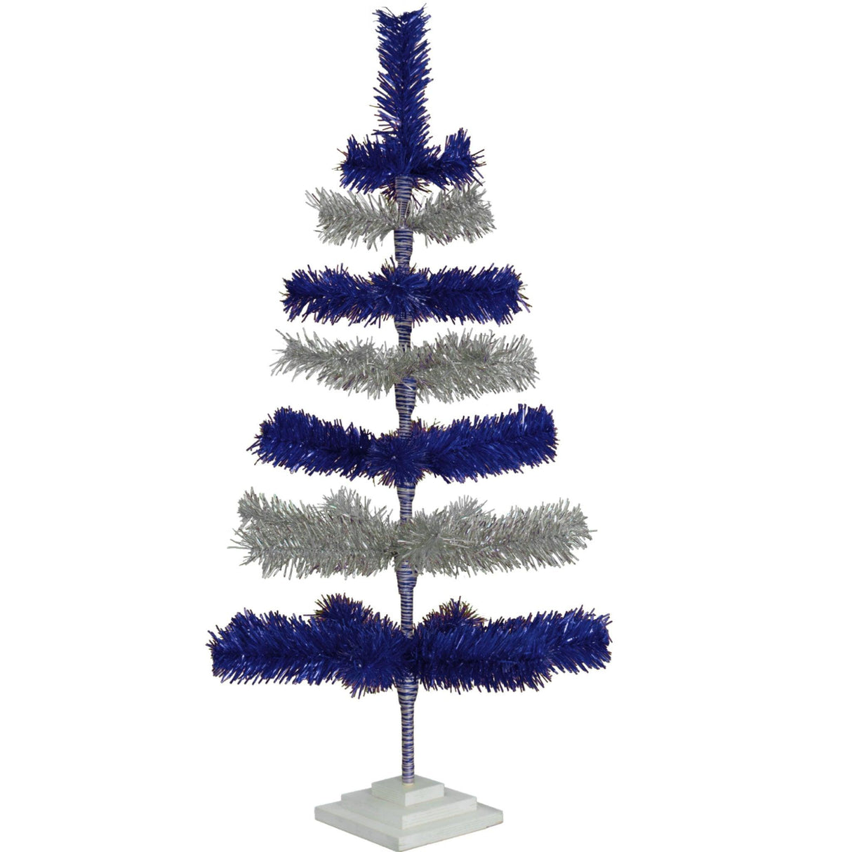 Blue & Silver Layered Tinsel Christmas Tree from Lee Display