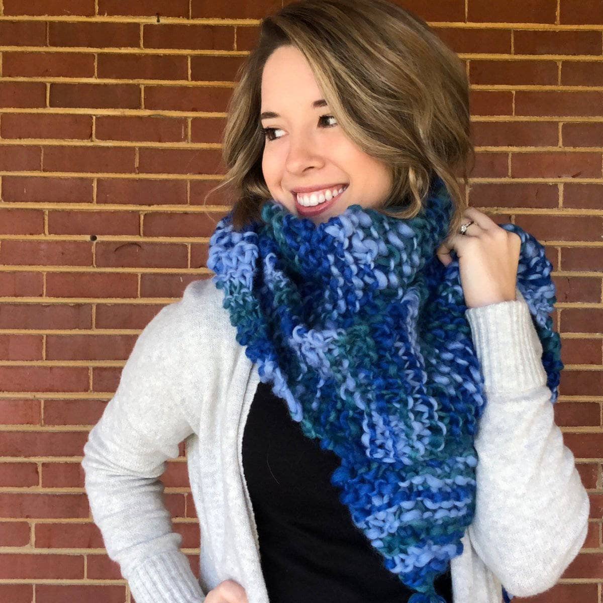 Blue Ridge Blanket Scarf Knitting Pattern from Darn Good Yarn